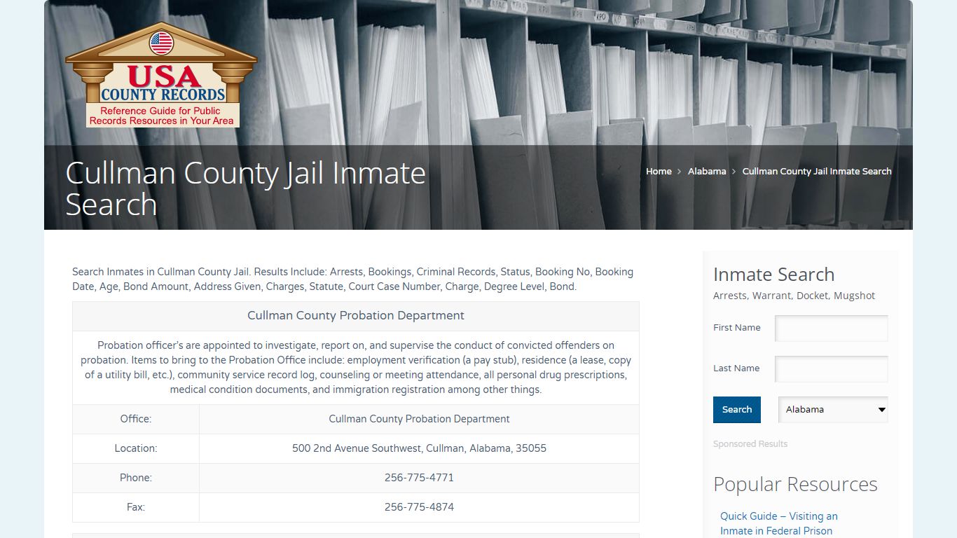Cullman County Jail Inmate Search | Name Search